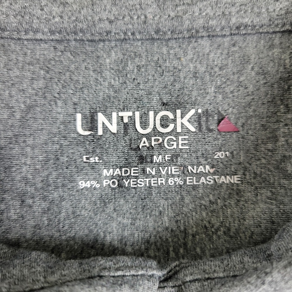 Untuckit Mens Large Solid Gray Performance Stretch Button Up Long Sleeve - Picture 4 of 5